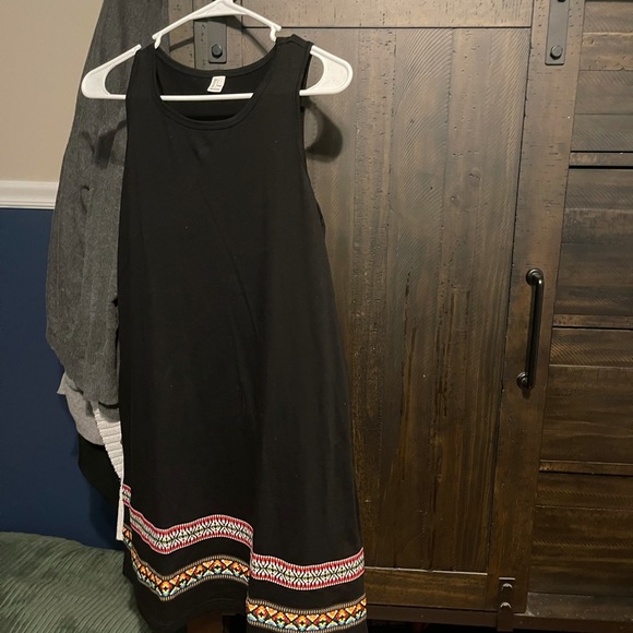 Casual black dress with colorful trim - Picture 2 of 2